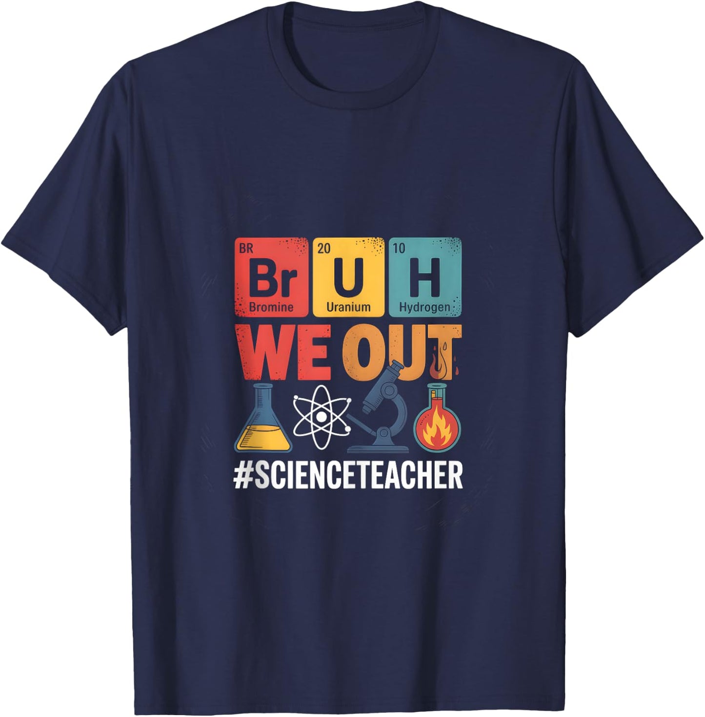 Vintage Last Day of School Science Teacher Appreciation T-Shirt - T-Shirt | Navy