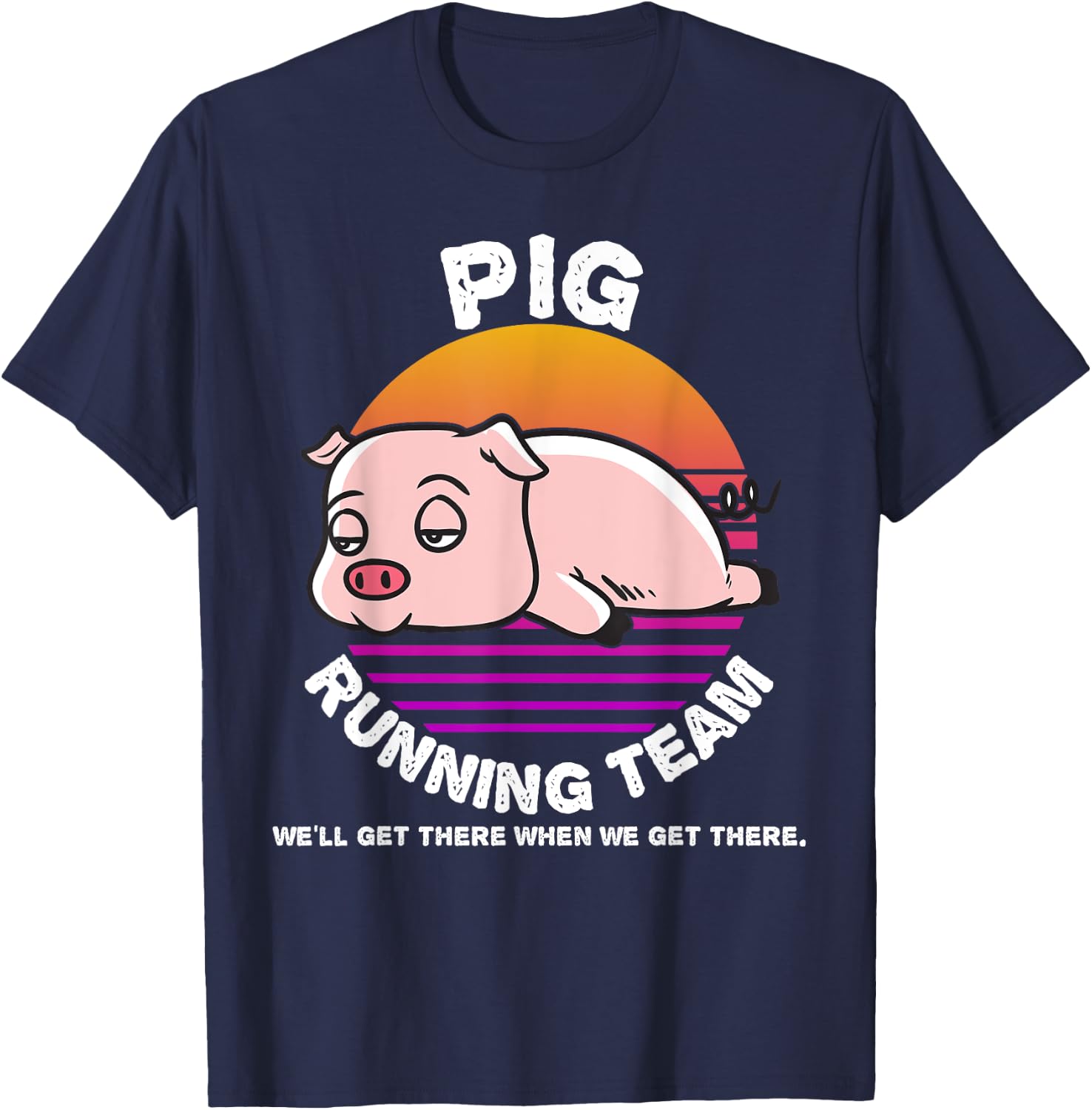 Funny Farm Pig Running Team Shirt Kids Men Women Gift T-Shirt - T-Shirt | Navy