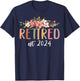 Retired 2024 Funny Retirement Men 2024 Wildflower T-Shirt - T-Shirt | Navy