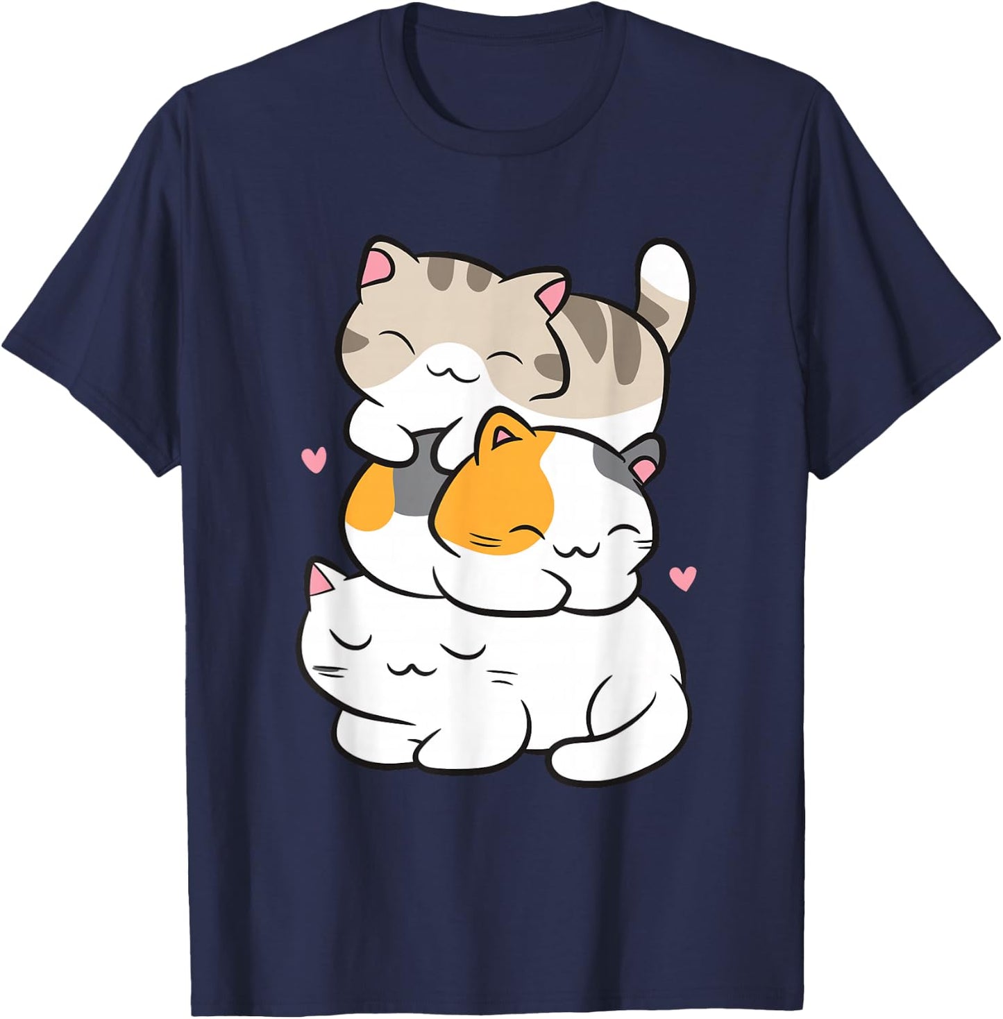 Kawaii Cat Sleeping Cat Lovers Cute Cat , black T-Shirt - T-Shirt | Navy