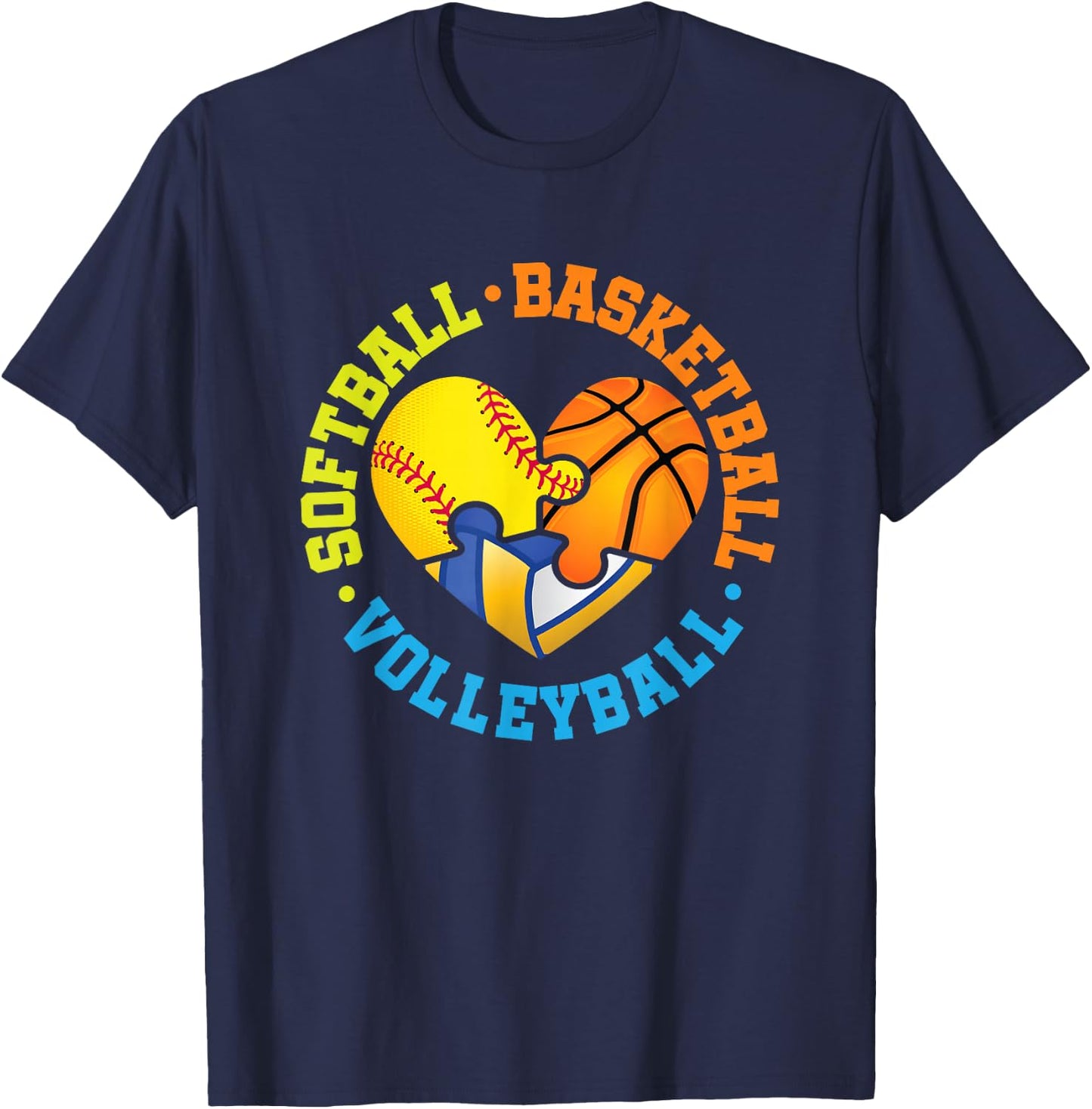 Softball Basketball Volleyball T-Shirt - T-Shirt | Navy