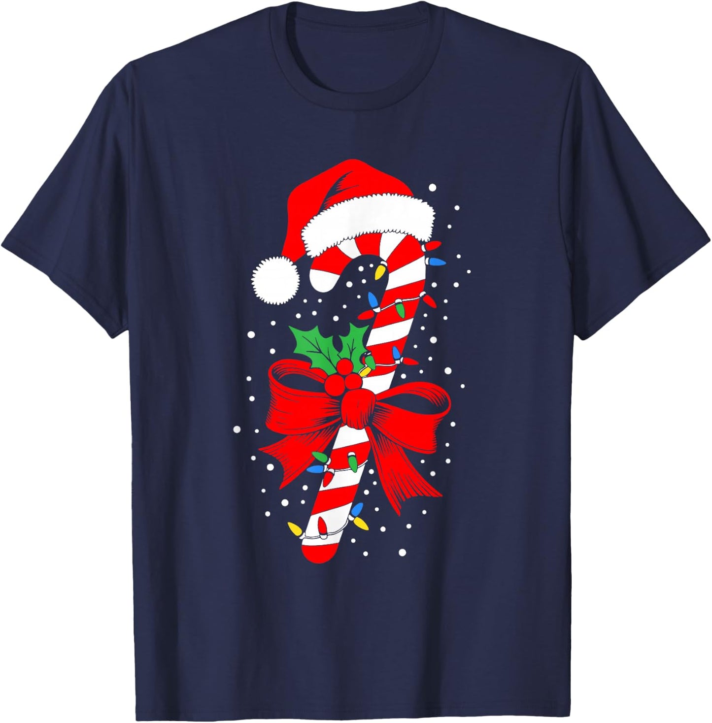 Christmas Candy Cane Shirt Boy Girl Kids Men Women , Black, S T-Shirt - T-Shirt | Navy