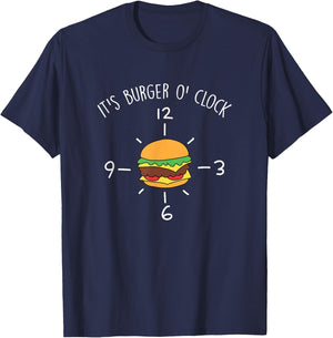 Burger O'Clock Cheeseburger Fast Food Burger Lover T-Shirt - T-Shirt | Navy