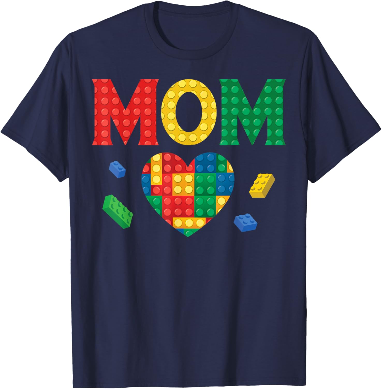 Mom Lover Master Builder Building Bricks Blocks Mothers Day T-Shirt - T-Shirt | Navy