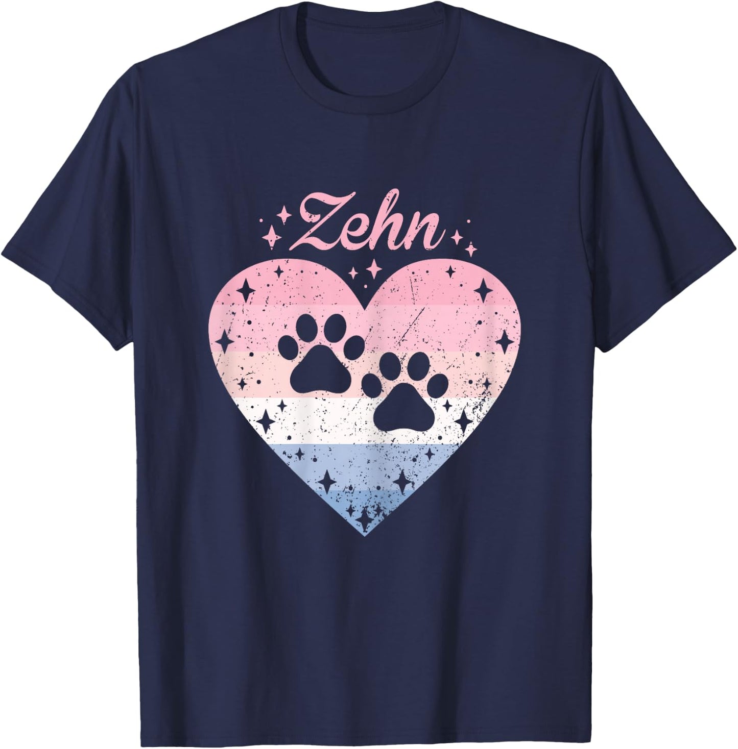 10. Geburtstag Mädchen Süßes Hund Pfote Motiv 10 Jahre T-Shirt - T-Shirt | Navy
