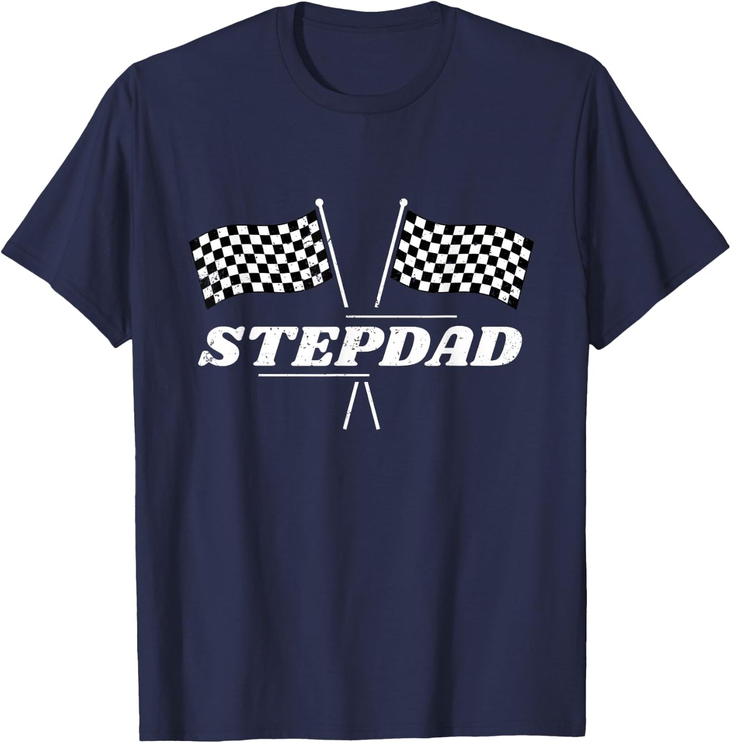 Pit Crew Stepdad Racing Car Family Matching Birthday Party T-Shirt - T-Shirt | Navy