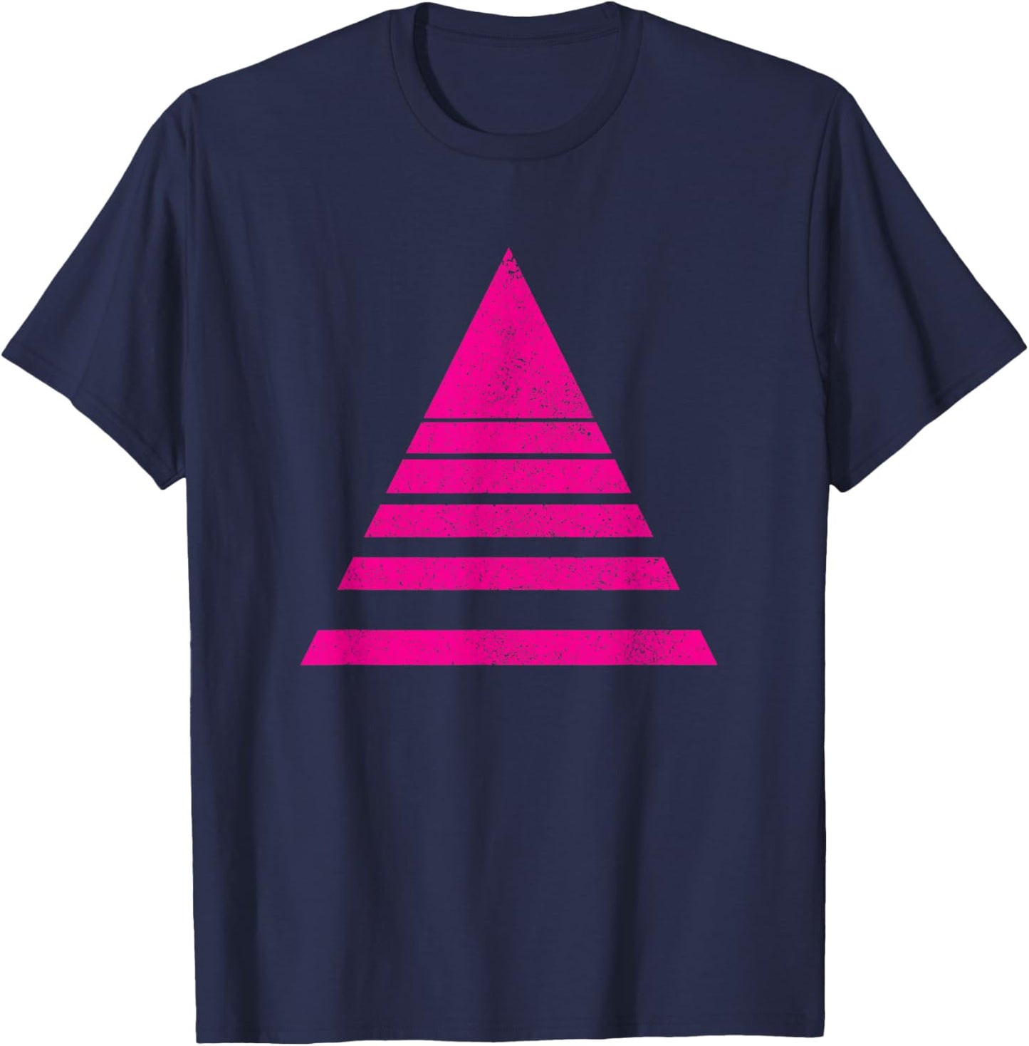 Geometric Triangle Sliced Shapes Geometry Art Distressed T-Shirt - T-Shirt | Navy