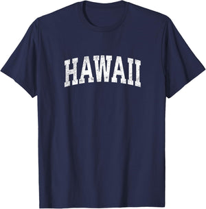 Hawaii HI Vintage Athletic Sports Design T-Shirt - T-Shirt | Navy