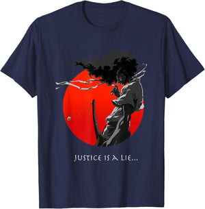 Japanischer Bushido Warrior Streetwear im Afro-Samurai-Anime-Stil T-Shirt - T-Shirt | Navy