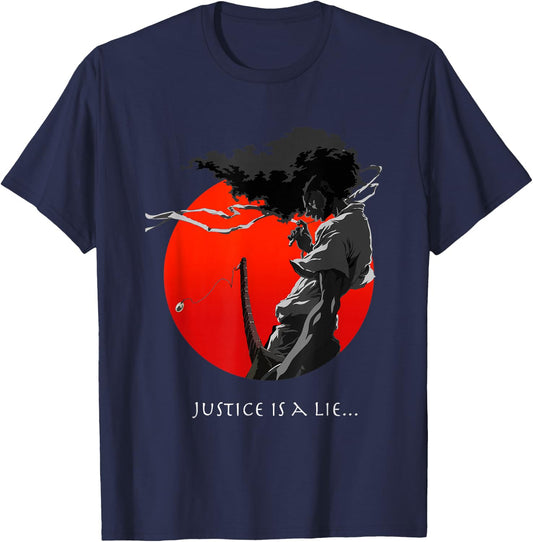 Japanischer Bushido Warrior Streetwear im Afro-Samurai-Anime-Stil T-Shirt - T-Shirt | Navy