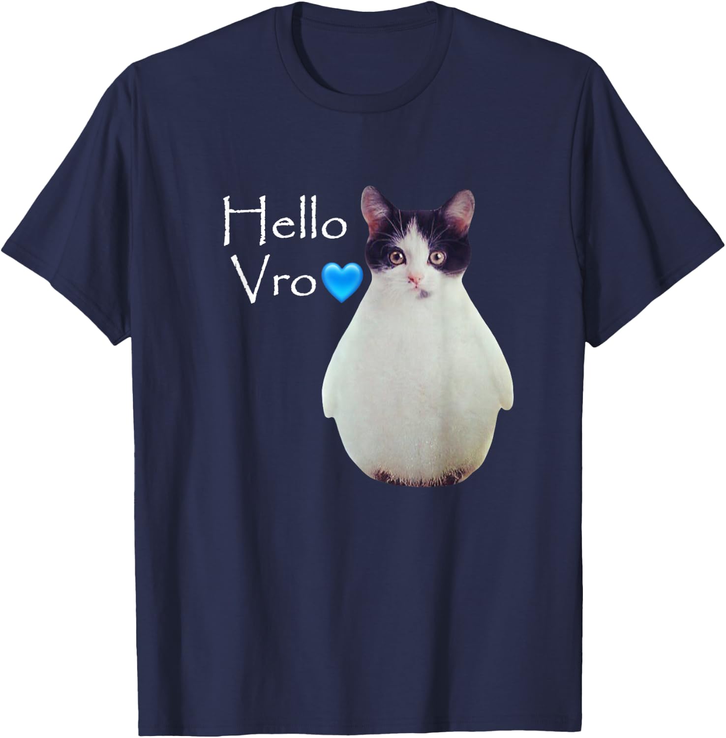 Funny Vro Cat Meme Hello Vro T-Shirt - T-Shirt | Navy
