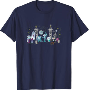 The Haunted Mansion Iconic Characters At Mansion's Entrance T-Shirt - T-Shirt | Navy