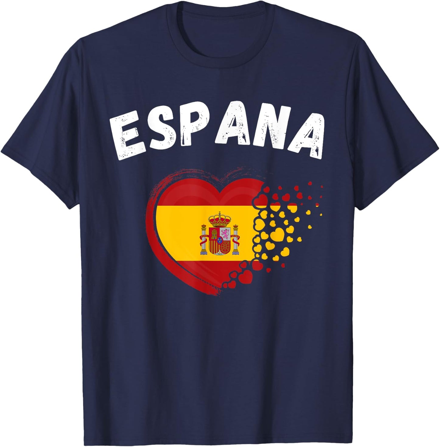 Espana Flag Espana Heart Outdoor Travel Spanish Spain , Black, S T-Shirt - T-Shirt | Navy