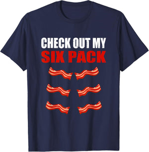 Watch My Sixpack Funny Bacon Gymer Bodybuilding T-Shirt - T-Shirt | Navy