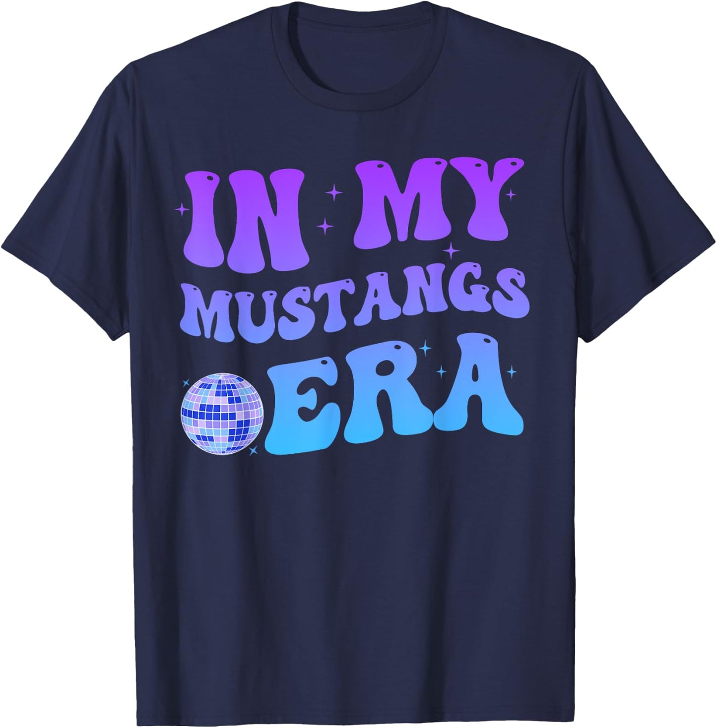 In My Mustangs Era Back to School Spirit Game Retro Groovy T-Shirt - T-Shirt | Navy