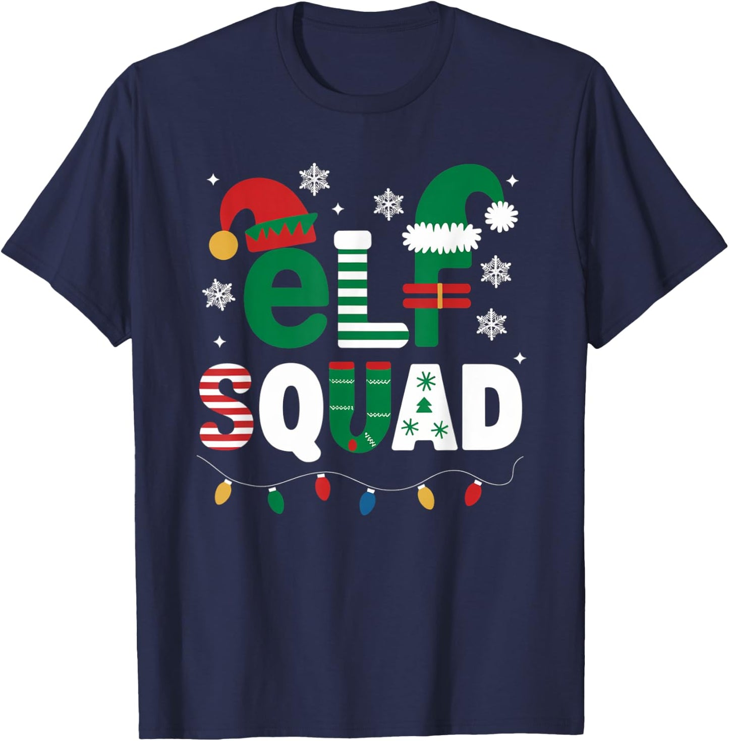 Elf Family Christmas Matching Pajamas Xmas Elf Squad Gifts T-Shirt - T-Shirt | Navy