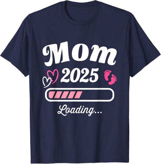 Mom loading 2025 for pregnancy announcement T-Shirt - T-Shirt | Navy