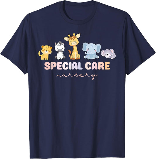 Cute Animal Special Care Nursery Surgical Care Nurse NICU T-Shirt - T-Shirt | Navy