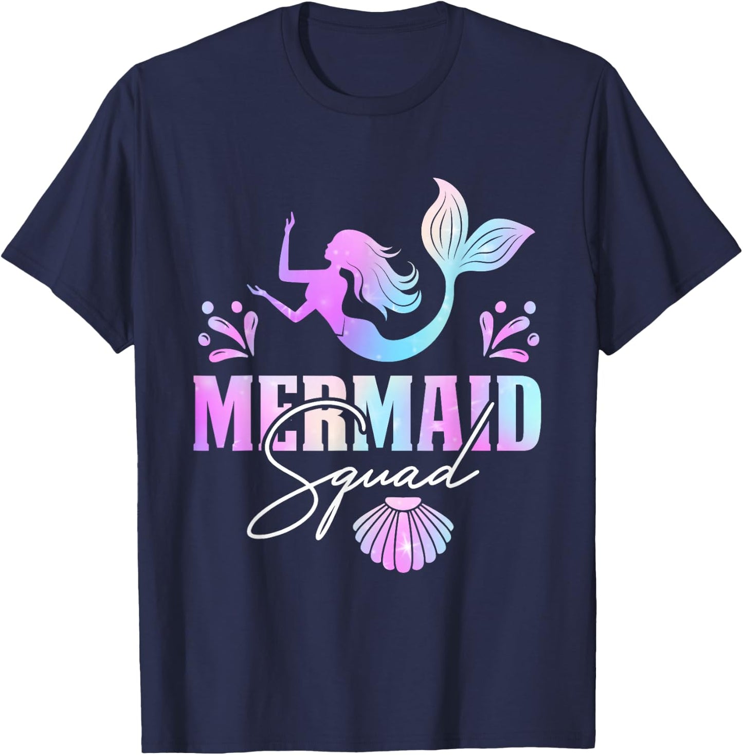Mermaid Squad Birthday Squad Party Matching Kids Girl T-Shirt - T-Shirt | Navy
