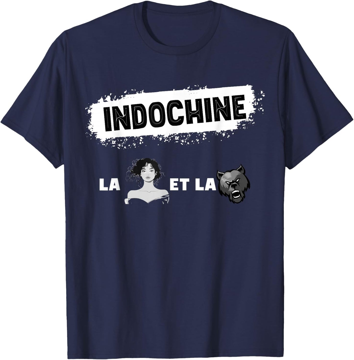 La Belle D'Indochine Gift Woman Man Child , Black, S T-Shirt - T-Shirt | Navy