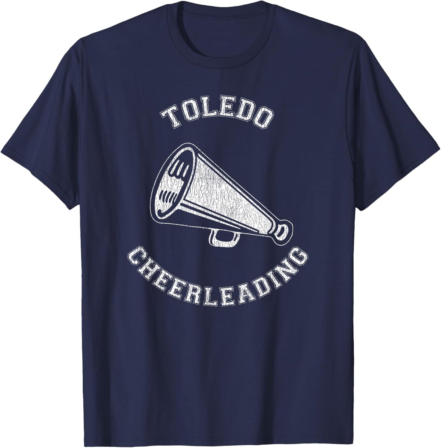 Toledo Cheer Distressed Retro 90's Cheerleader T-Shirt - T-Shirt | Navy