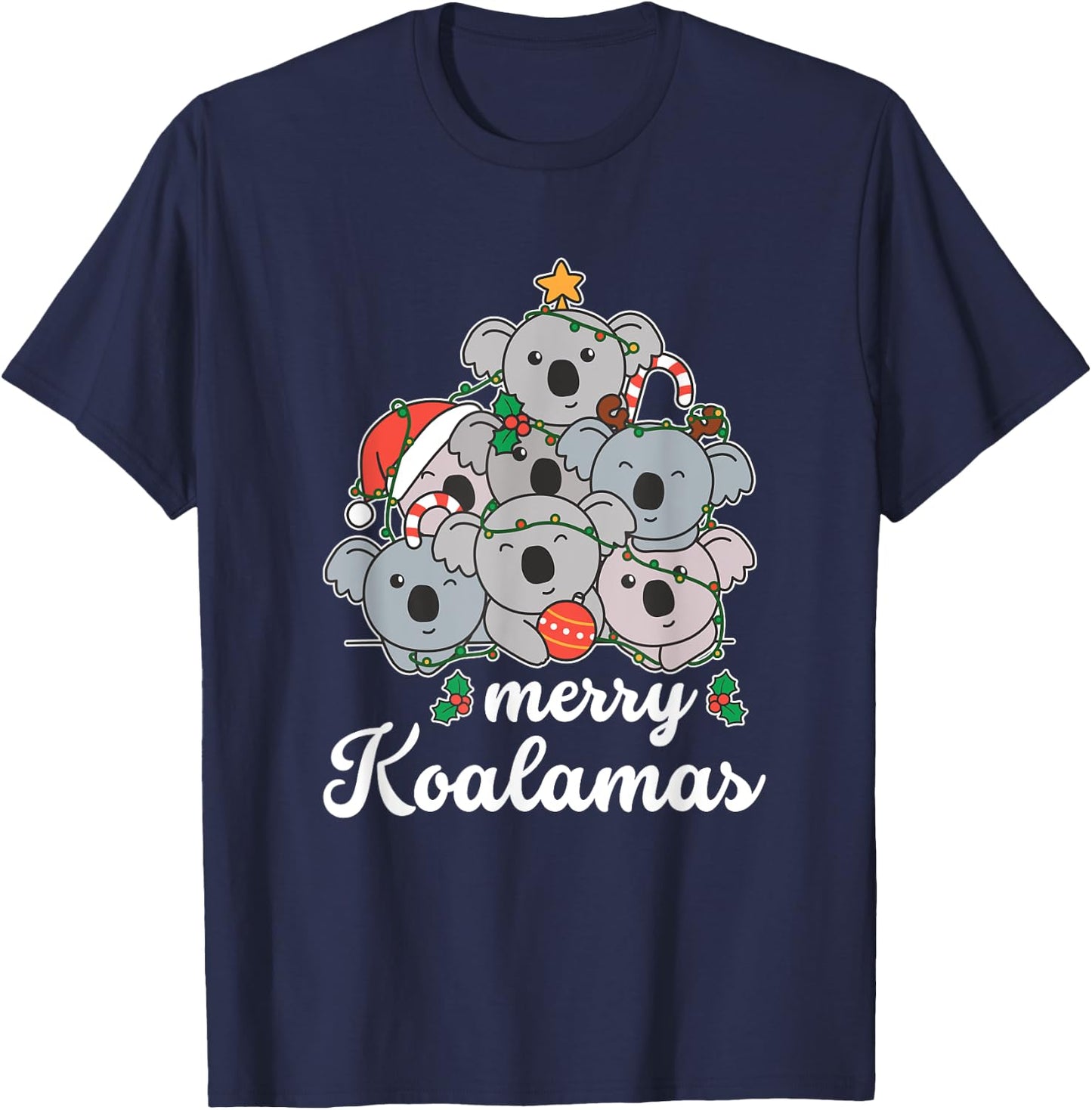 Merry Koalamas Pun Koala Christmas T-Shirt - T-Shirt | Navy
