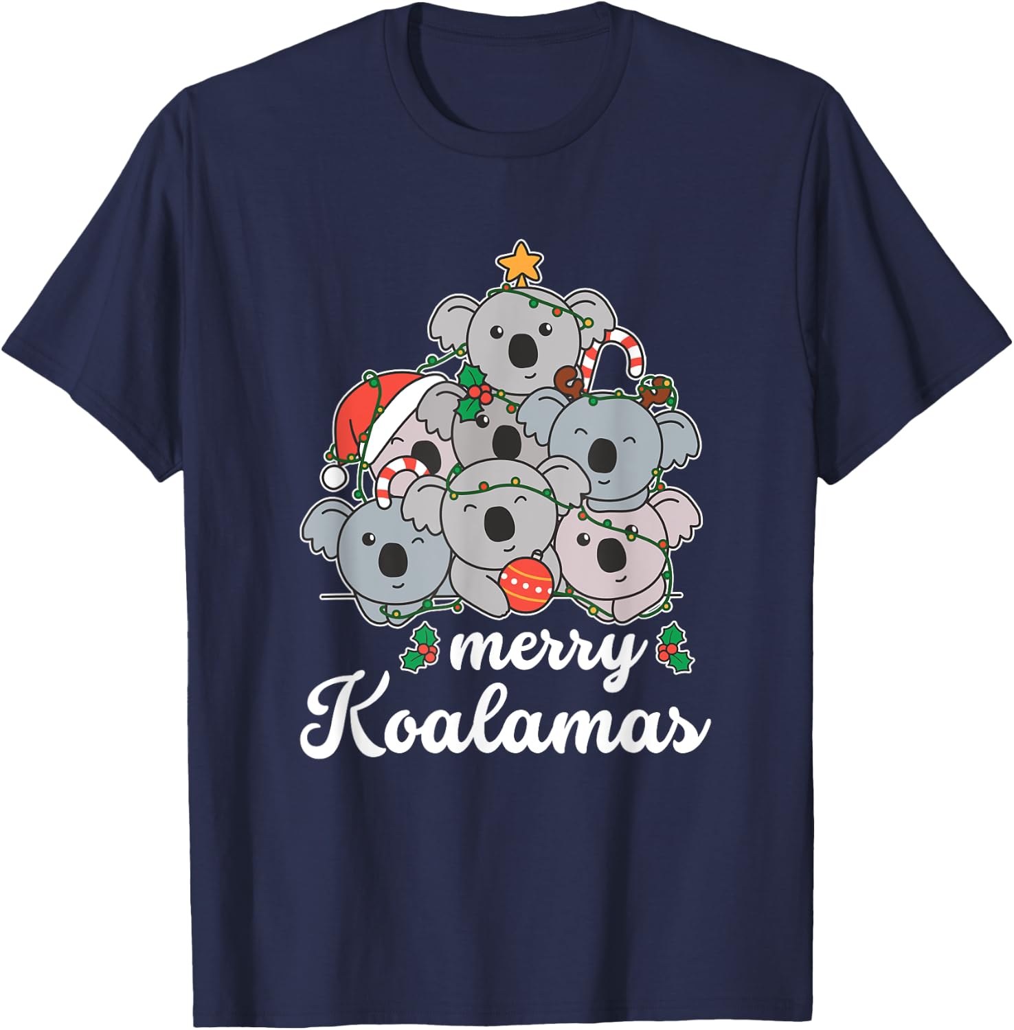 Merry Koalamas Pun Koala Christmas T-Shirt - T-Shirt | Navy