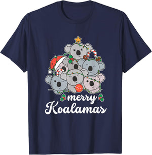 Merry Koalamas Pun Koala Christmas T-Shirt - T-Shirt | Navy