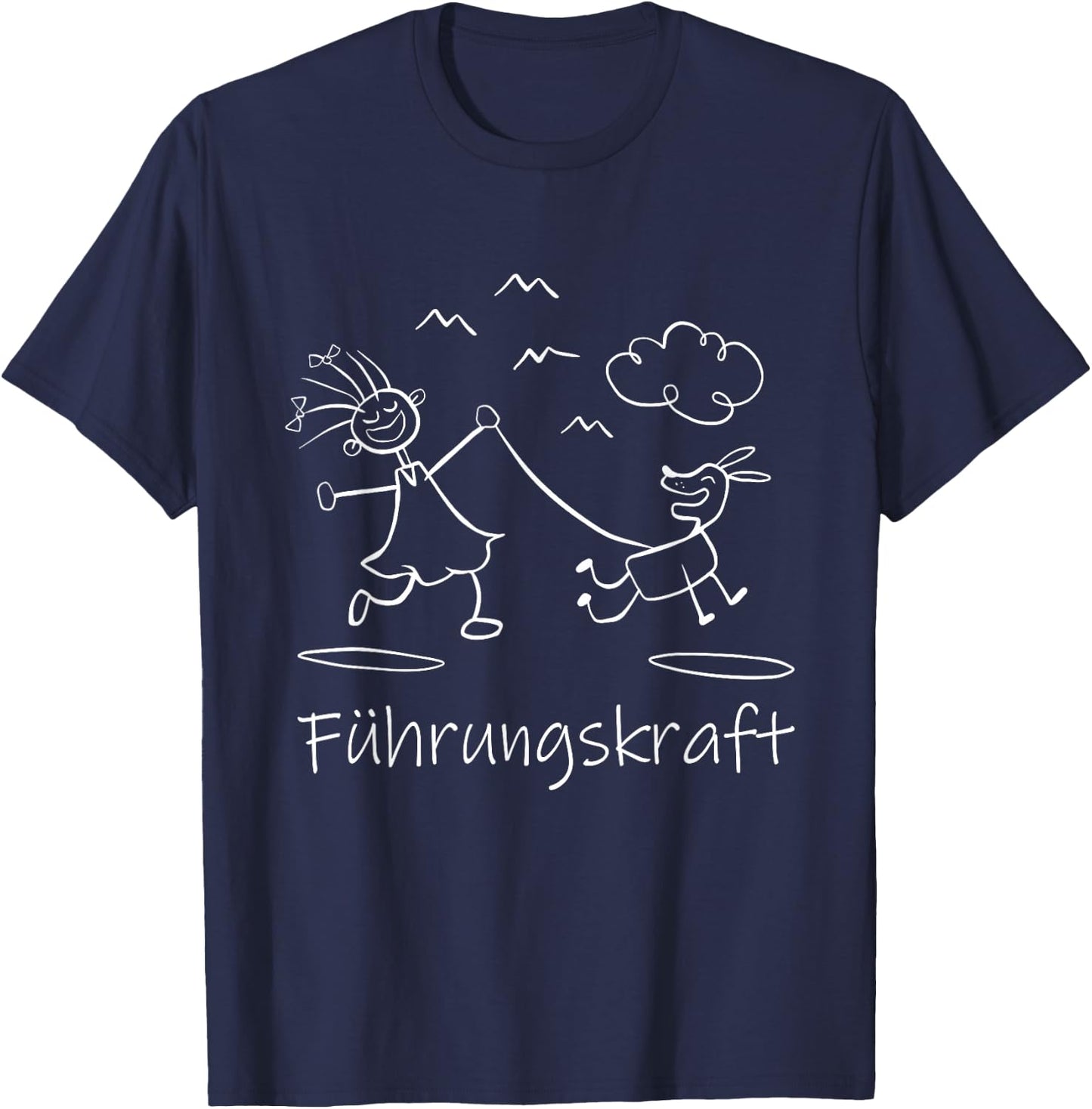 with German Text "Führungskraft Dog Dog Owner Walking", black T-Shirt - T-Shirt | Navy