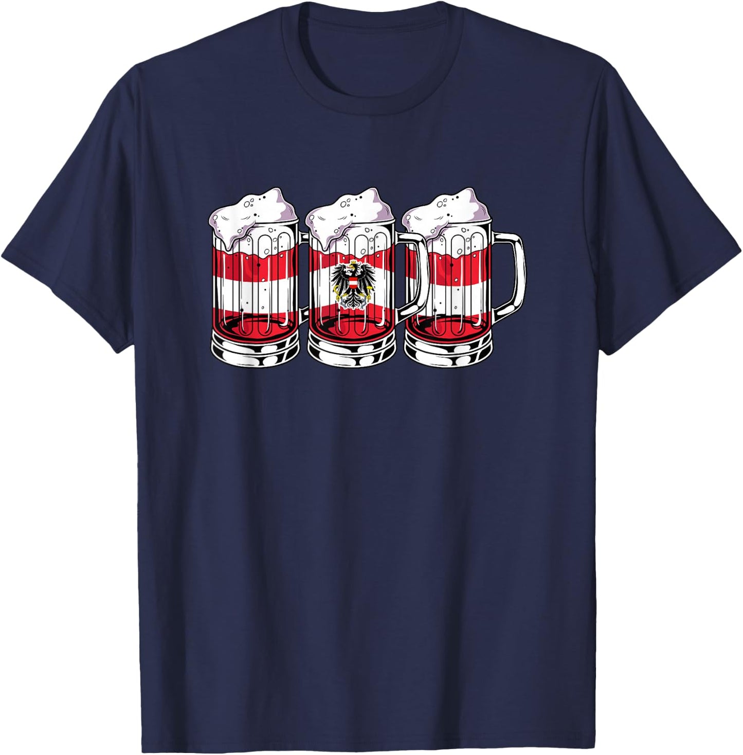 Austria Football Championship 2024 Beer Drinker Fan Item , black T-Shirt - T-Shirt | Navy