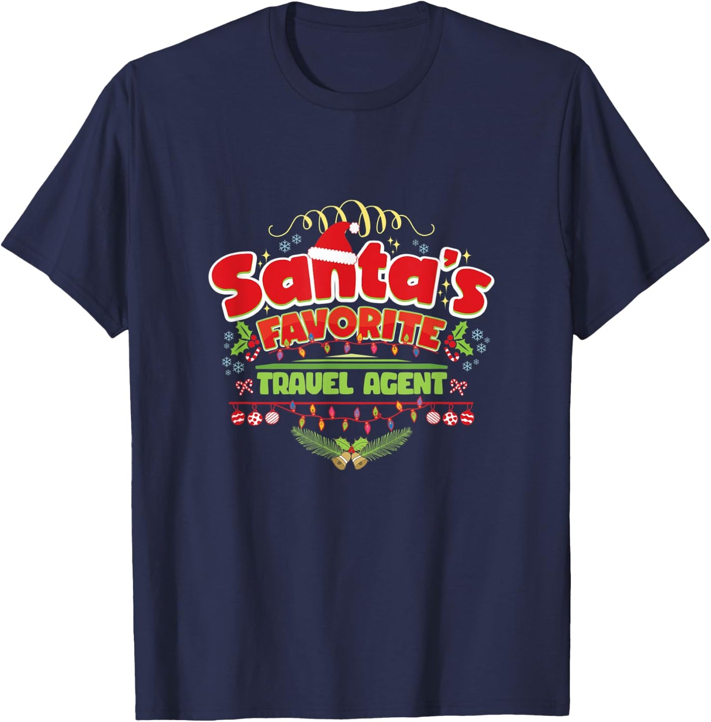 Funny Santa Xmas Gift, Christmas Gifts For Travel agent T-Shirt - T-Shirt | Navy