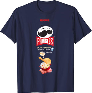 Pringles Japanese Text Cream Stew Flavor T-Shirt - T-Shirt | Navy