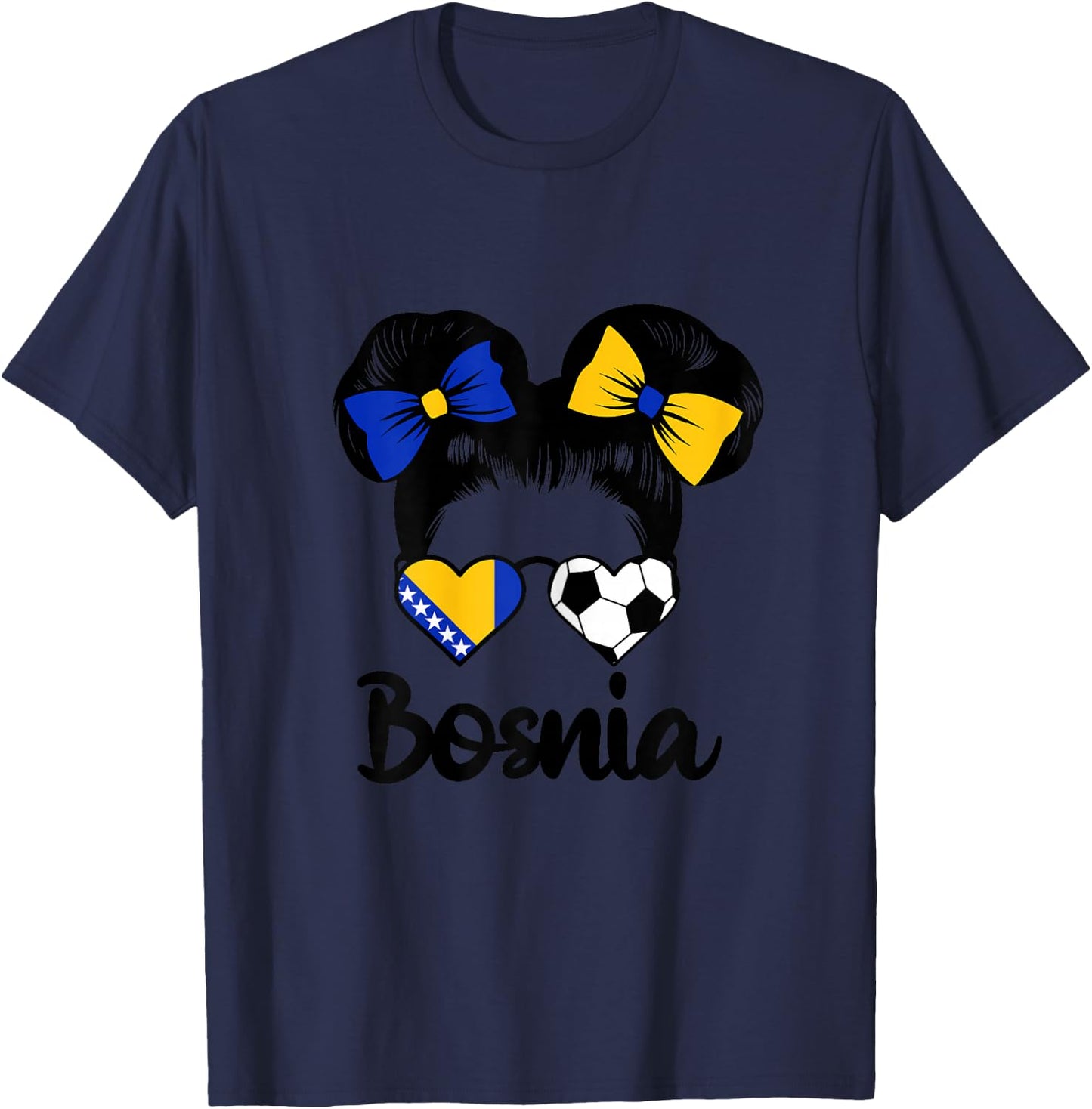 Bosnische Flagge Mädchen Stolze Bosnien Fans Girls T-Shirt - T-Shirt | Navy