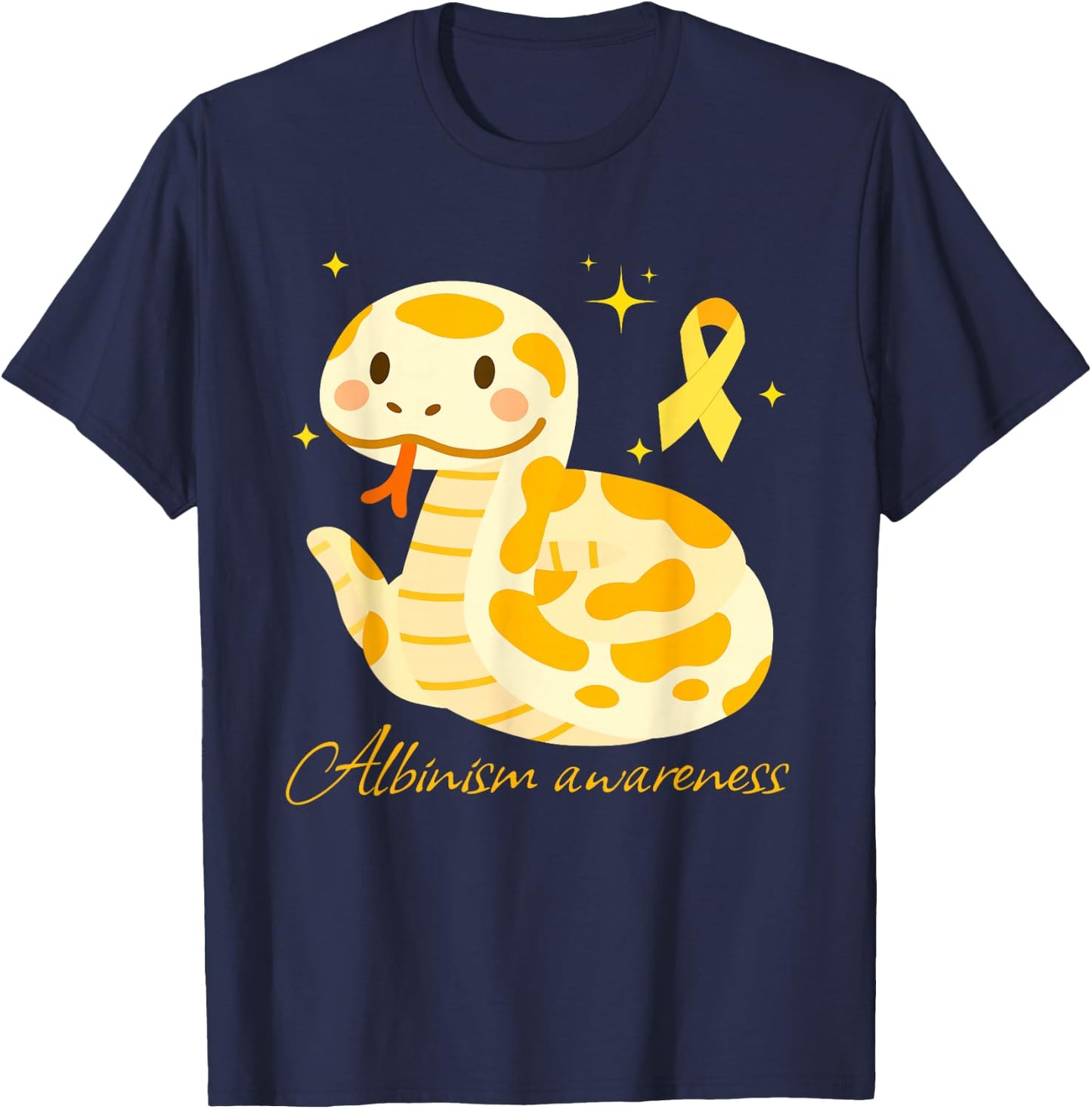 Albino Snake Cute Albinism Awareness Reptile for June 13th T-Shirt - T-Shirt | Navy