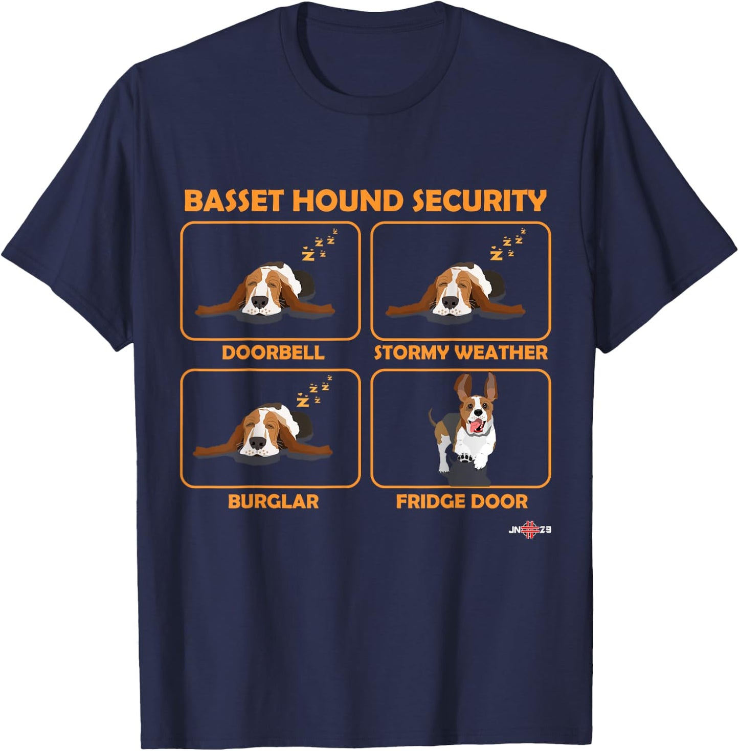 Funny Basset Hound | Basset Hound Security T-Shirt - T-Shirt | Navy