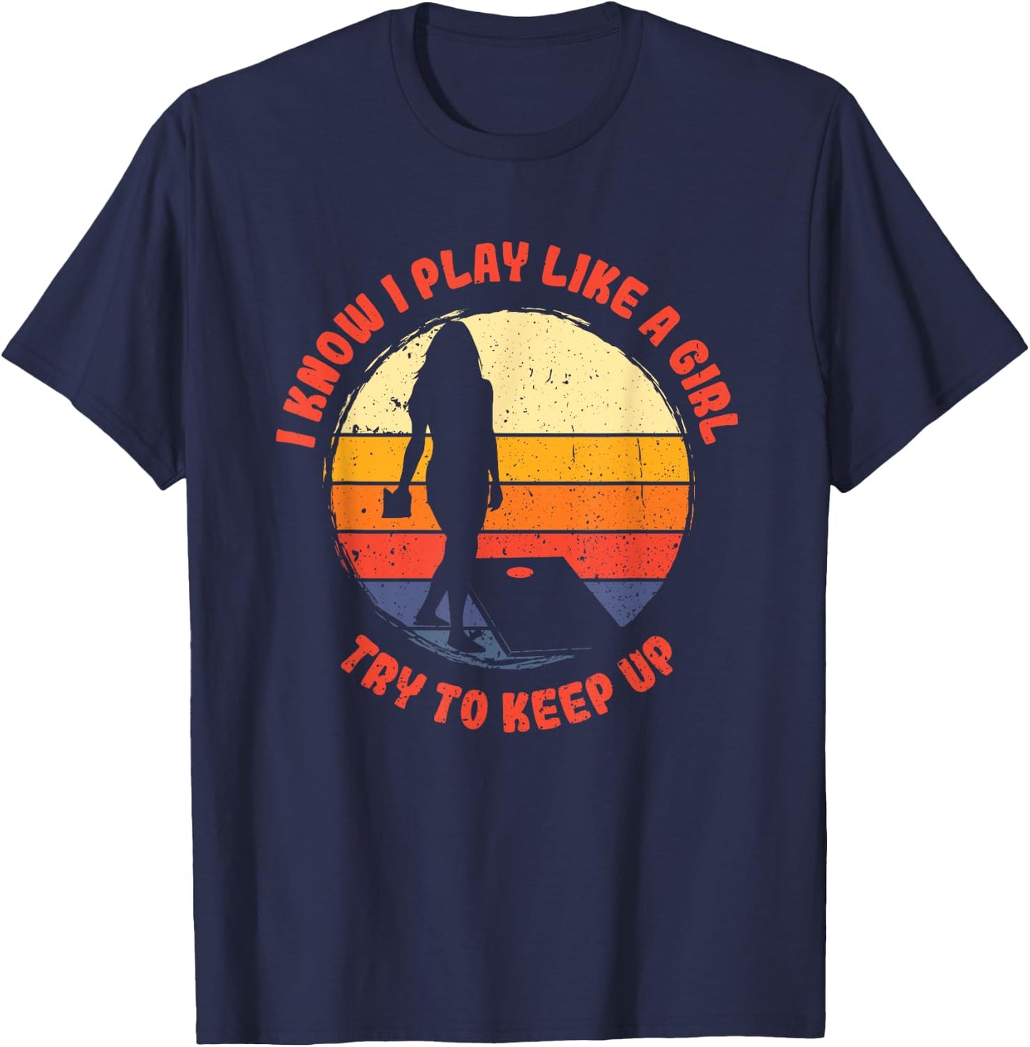 I know i play like a girl women retro cornhole T-Shirt - T-Shirt | Navy