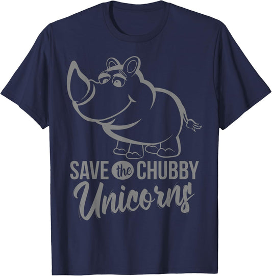 Save The Chubby Unicorns - Cute Rhino T-Shirt - T-Shirt | Navy