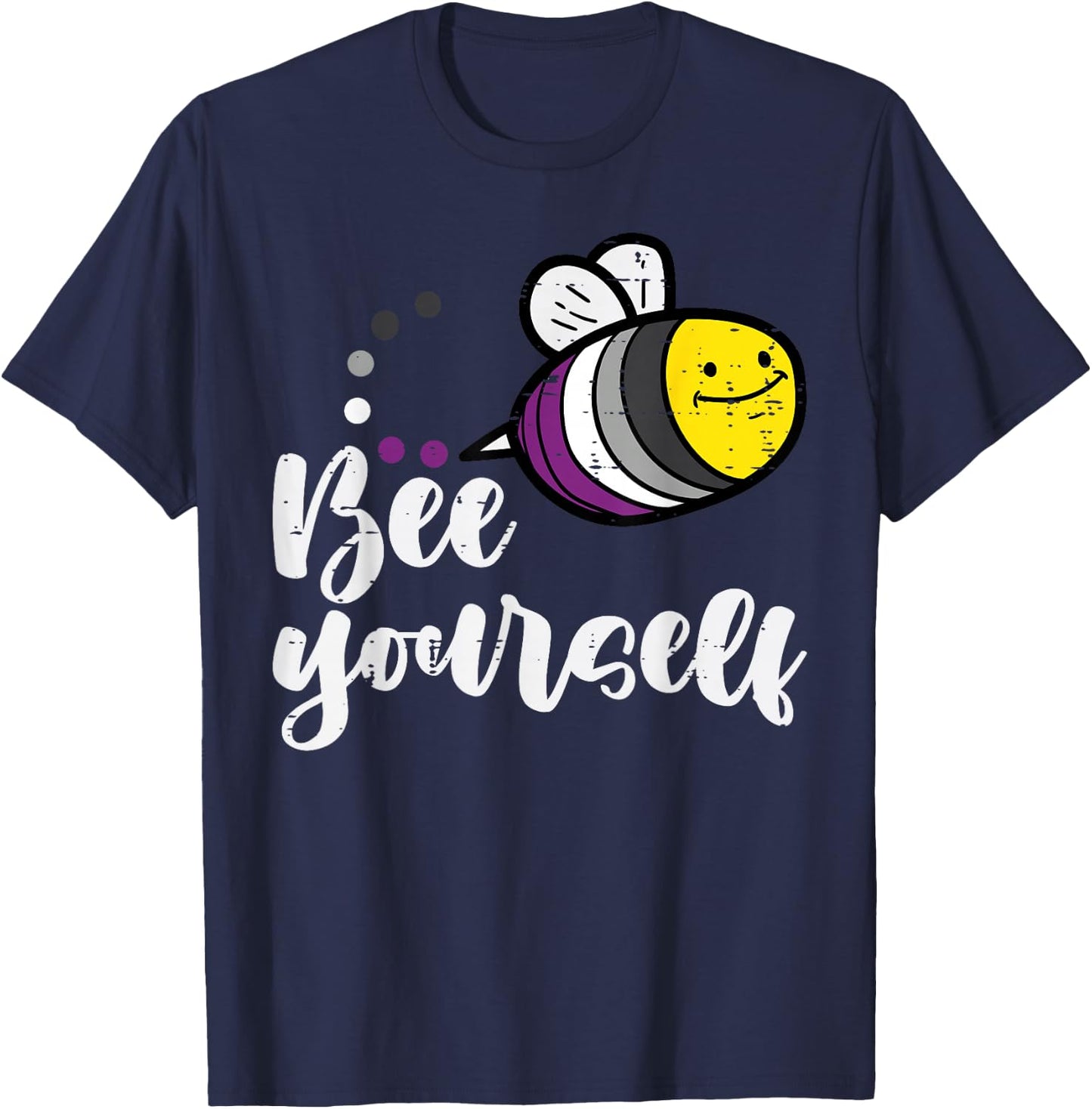 Asexual Bee Yourself Ace Pride Flag LGBTQ Men Women Kids T-Shirt - T-Shirt | Navy