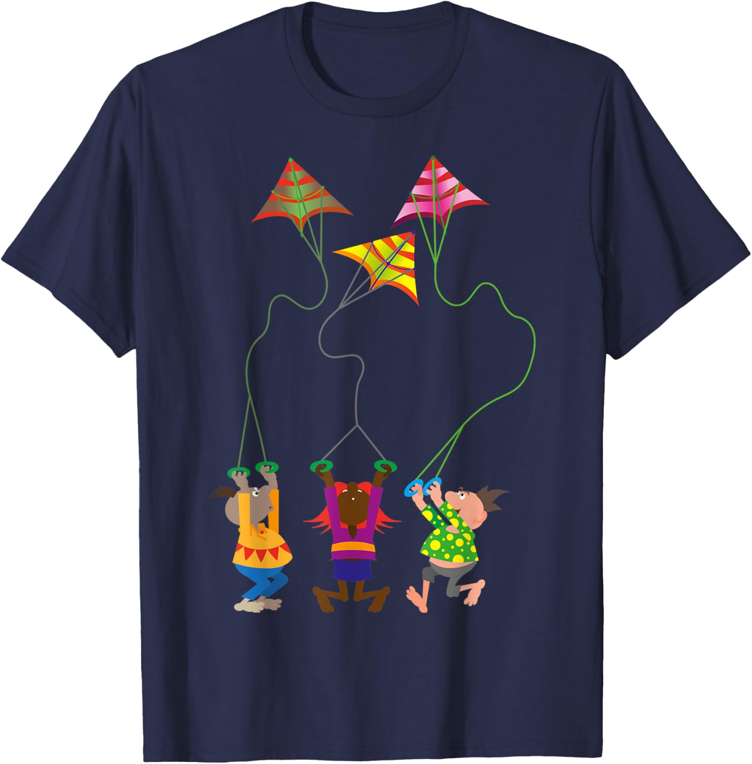 Kite Flying Outdoors Hobby For Adults and Children T-Shirt - T-Shirt | Navy