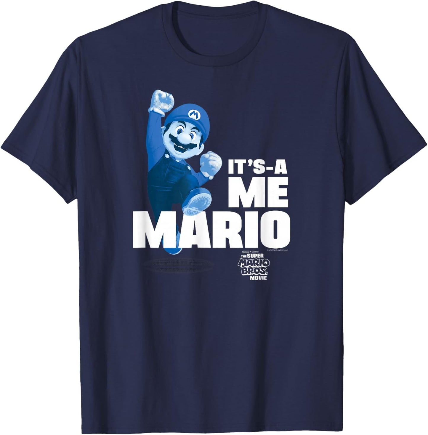 The Super Mario Bros. Movie It's-a Me Mario Portrait , blue T-Shirt - T-Shirt | Navy