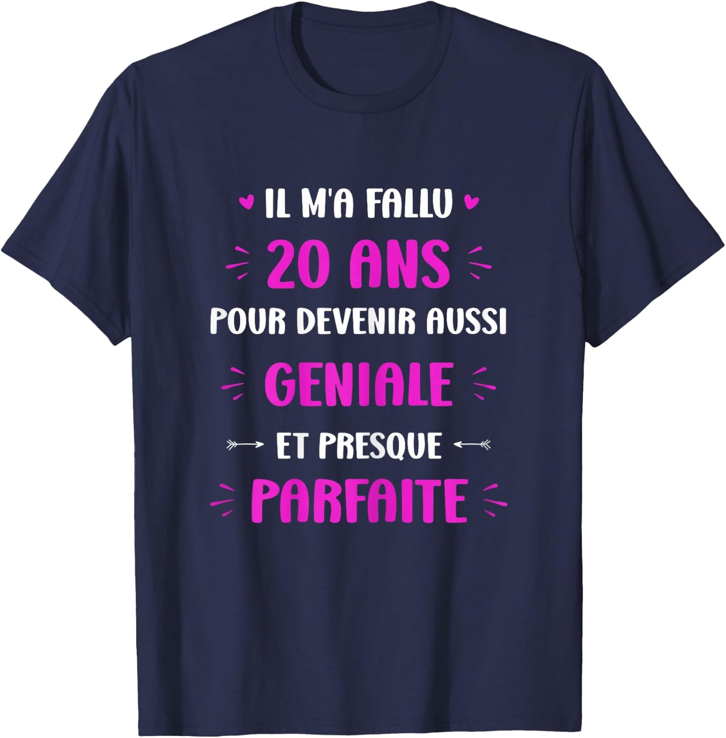 Funny Awesome 20 Years Woman Birthday 20 Years , Black, Female X-Small T-Shirt - T-Shirt | Navy