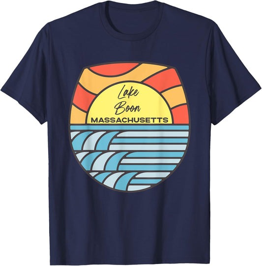 Lake Boon Massachusetts MA Sunset Vacation Souvenir T-Shirt - T-Shirt | Navy