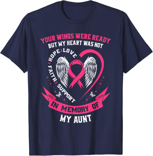 Memorial Gifts Loss of Aunt Breast Cancer Awareness Shirts T-Shirt - T-Shirt | Navy