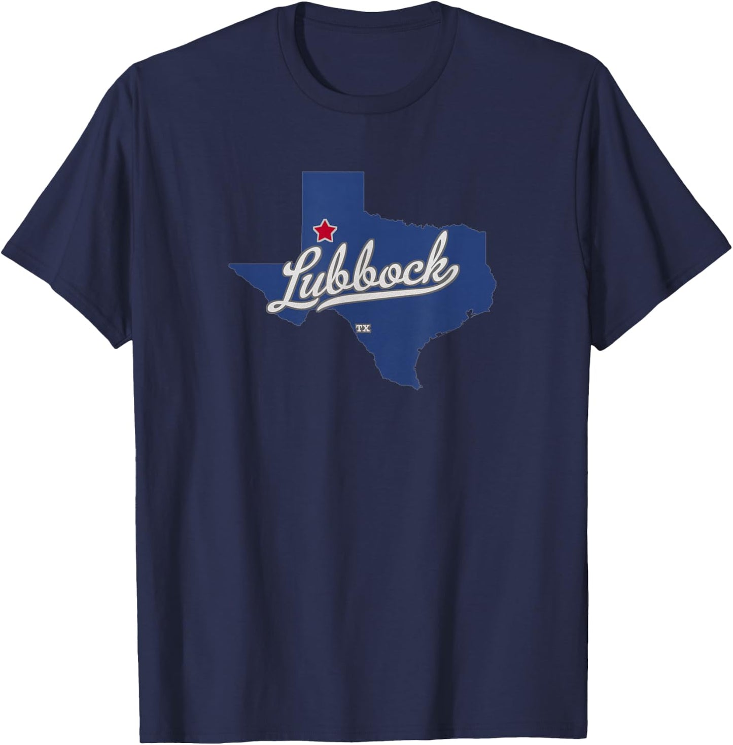 Lubbock Texas TX Map T-Shirt - T-Shirt | Navy