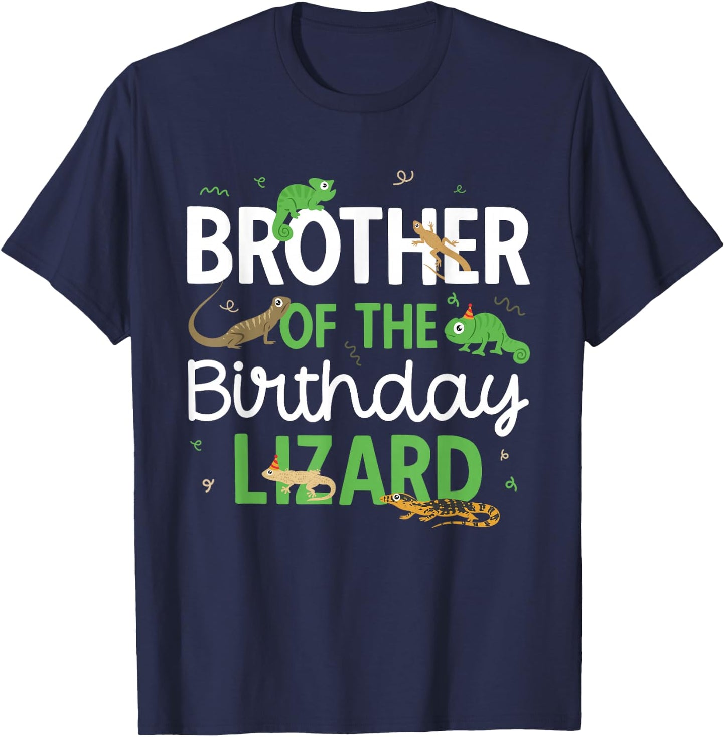 Reptile Brother Of The Birthday Lizard Themed Birthday T-Shirt - T-Shirt | Navy