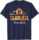 One Thankful Teacher Retro Groovy Turkey Thanksgiving School Women T-Shirt - T-Shirt | Navy