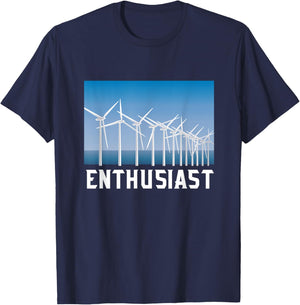 Windmill Renewable Energy Enthusiast Shirt Wind Turbine T-Shirt - T-Shirt | Navy
