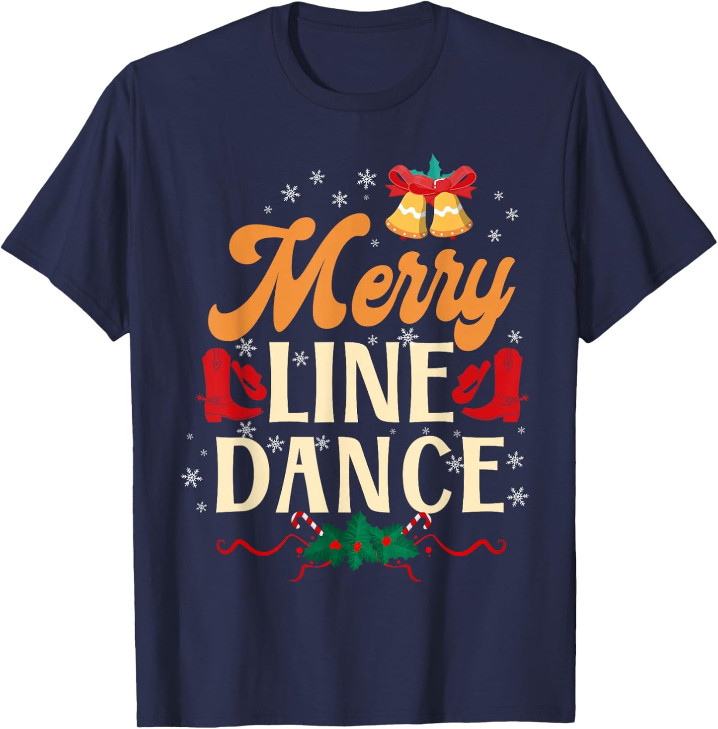 Country Line Dance Dancer HD0 Merry Line Dance - Women's Black Small Classic Fit Short Sleeve T-Shirt - T-Shirt | Navy