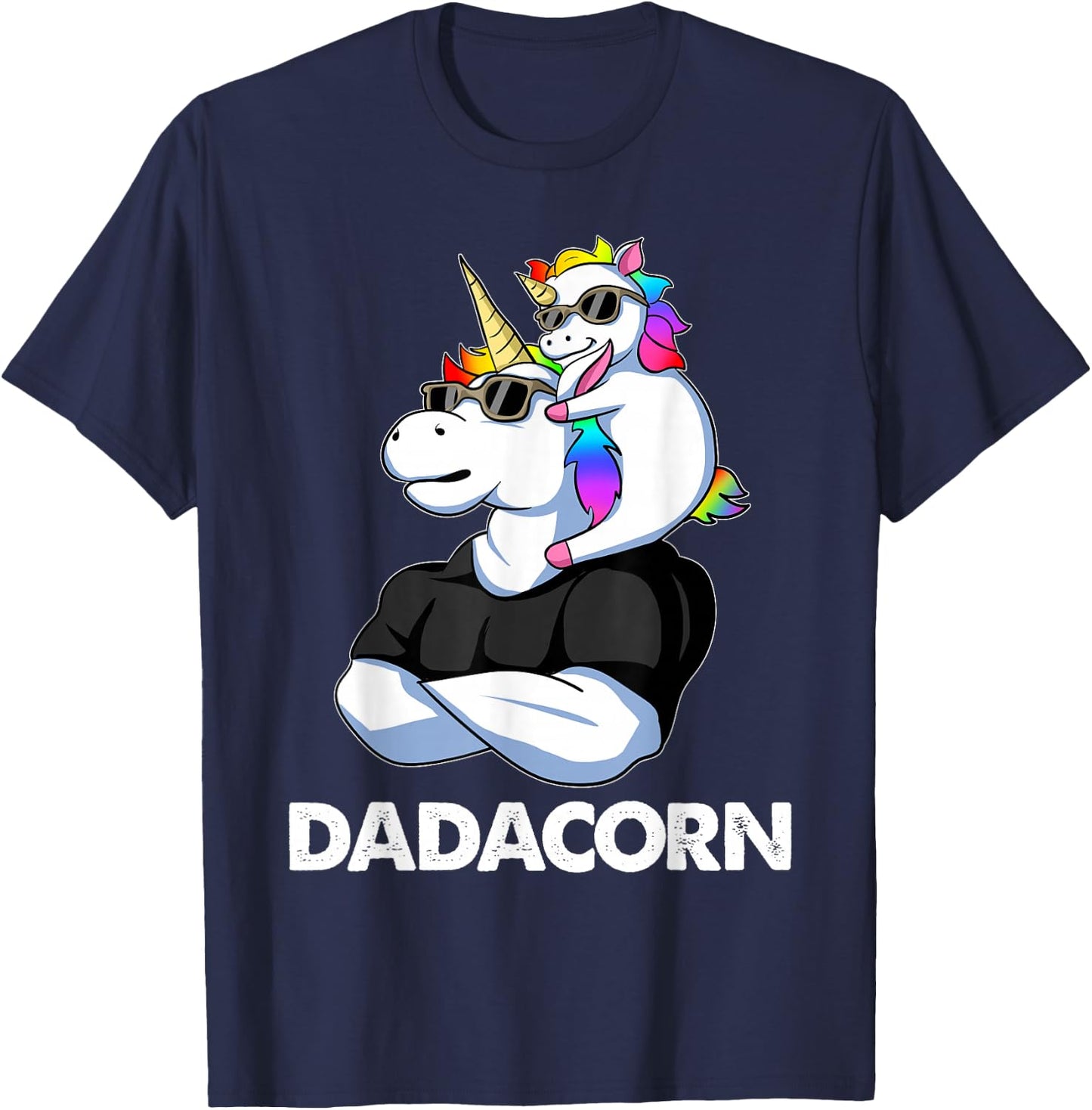 Dadacorn - Unicorn Dad and Baby Christmas Papa Father's Day Small T-Shirt - T-Shirt | Navy