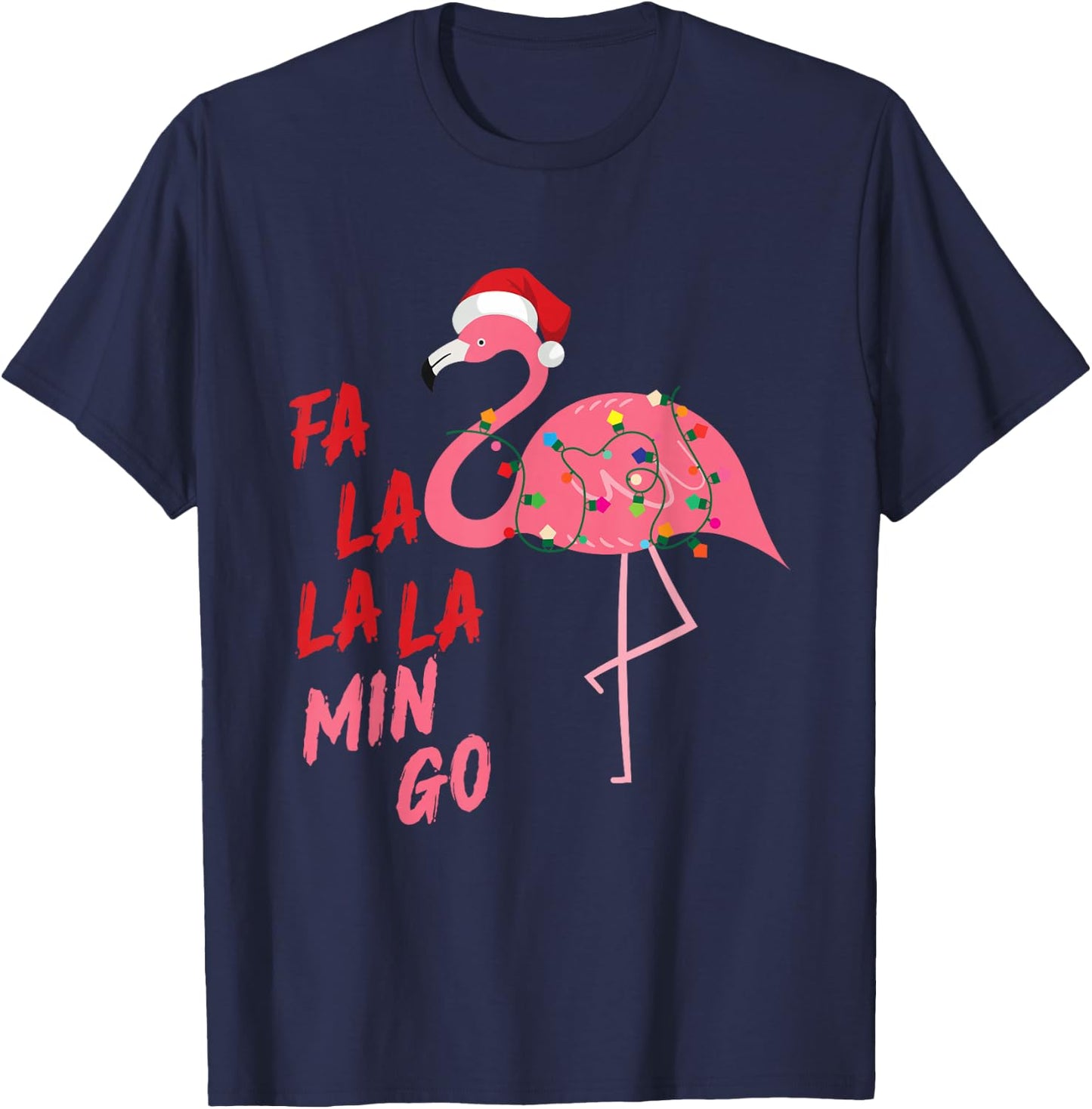 Singing Flamingo Santa FALA Christmas Xmas Family Adult Kids T-Shirt - T-Shirt | Navy